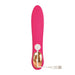 Pink Adam & Eve Eves Bliss Vibrator with gold accent and magnetic USB charging cable attached on white background.