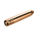 Sleek copper-colored rechargeable bullet vibrator with smooth tapered tip and black control button on white background.