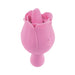 Pink silicone dual-ended rose-shaped vibrator with flickering tongue teaser and flexible handle.