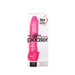 Packaging of Adam & Eve Eves Slim Pink Pleaser Vibrator showing a slim, textured pink vibrator with adjustable dial base.