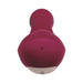 Deep red silicone Adam & Eve Eves Twirling Rabbit Thruster vibrator shown from the base with smooth ergonomic design.