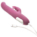 Pink Adam & Eve Eves Twirling Rabbit Thruster vibrator with USB charging cable on white background.