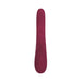 Sleek deep red silicone vibrator with bunny-shaped clitoral stimulator and three control buttons on the handle.