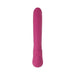 Smooth pink silicone strapless vibrator with ergonomic shape and single button control on white background.