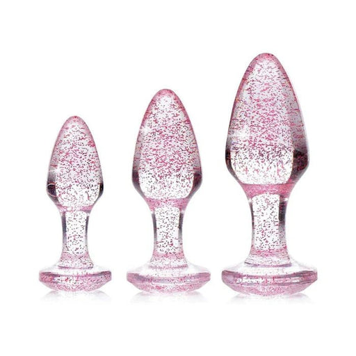 Adam & Eve Glitter Gem Butt Plug Set Pink - SexToy.com