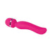 Pink rechargeable wand massager with flexible head and textured ergonomic handle for targeted stimulation.
