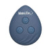 Blue teardrop-shaped remote control with power and adjustment buttons for Adam & Eve Licking Vibrator