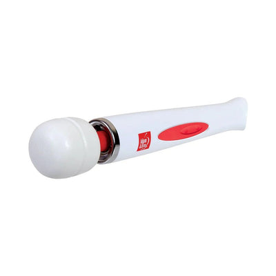 White and red Adam & Eve Magic Massager Deluxe with flexible head and ergonomic handle on white background