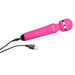 Pink Adam & Eve Peak Wand Massager with flexible head and USB charging cable on white background