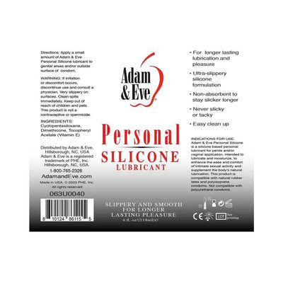 Adam & Eve Personal Silicone Lubricant 4 oz. - SexToy.com