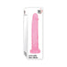 Packaging box of Adam & Eve Pink Jelly Slim Dildo featuring a slim, textured pink design.