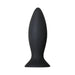 Black silicone tapered anal plug with a flared base for safe and comfortable use.