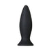 Black silicone tapered anal plug with flared base for safe and comfortable use, part of a rechargeable vibrating trainer kit.