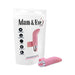 Adam & Eve Silicone Rechargeable Finger Vibe in pink with curved tip and textured nubs, shown with white packaging.