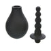 Adam & Eve Smooth & Easy Silicone Douche with textured nozzle and bulb syringe in black silicone