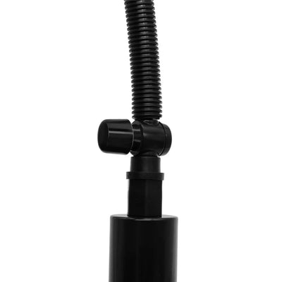 Close-up of the black Adam & Eve Starter Pump showing the ergonomic handle and flexible air hose.