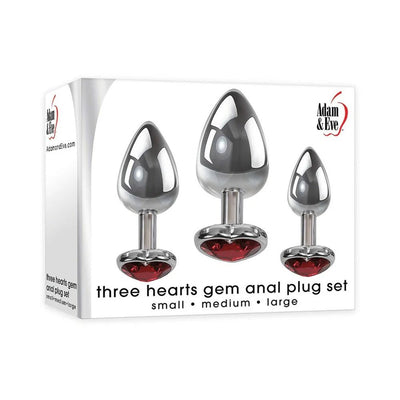 Adam & Eve Three Hearts Gem Anal Plug Set - SexToy.com