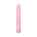 Slim pink vibrator with smooth surface and twist dial control on a white background.