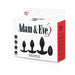 Adam & Eve Vibrating Anal Trainer Set with three graduated black silicone plugs and a wireless remote in white packaging.