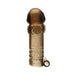 Textured translucent brown vibrating penis sleeve with ribbed and nodular design for enhanced sensation.
