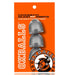Clear bullet-shaped cocksheath inserts in a pack of three on bright orange OXBALLS branded packaging.