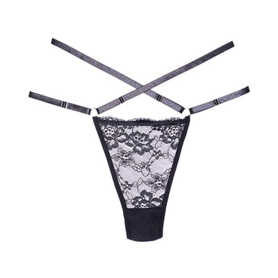 Adore Cherished Lace And Mesh Thong Black O/S - SexToy.com