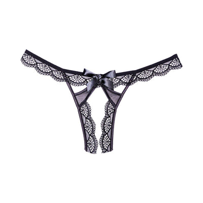 Adore Peach - y Lace And Mesh Open Panty Black O/S - SexToy.com
