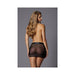 Back view of a woman wearing the sheer black Adore The Naked Mini with adjustable contouring straps and a mesh design.