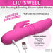 Pink cordless Lil Swell 35X thrusting and swelling silicone rabbit vibrator with USB rechargeable cable.