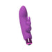 Compact purple silicone vibrator with removable rabbit-shaped sleeve and metallic pink base, designed for dual stimulation.