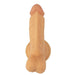 Realistic 6.5-inch curved flesh-toned flexible dong with textured surface and attached balls on a suction base.