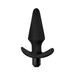 Black silicone vibrating anal plug with tapered tip and ergonomic base for secure, comfortable wear.