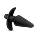 Black silicone tapered vibrating anal plug with wide base and smooth finish.