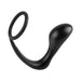 Black silicone anal plug with attached stretchy cockring designed for prostate stimulation and performance enhancement.