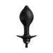 Black inflatable vibrating anal plug with smooth silicone texture and flared base for safe use.