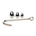 Set of three polished silver tapered plugs with a detachable stainless steel hook featuring an O-ring handle.