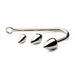 Silver stainless steel anal hook with three interchangeable tapered aluminum plugs in small, medium, and large sizes.
