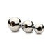 Set of three polished silver aluminum alloy plugs with threaded holes for attachment, displayed on white background.