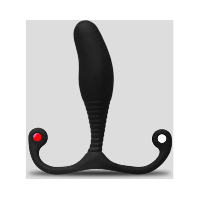 Black silicone Aneros Trident Series prostate stimulator with ergonomic curved design and textured stem.