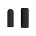 Arcwave Ghost Black reversible textured silicone stroker sleeve with sleek black storage case side by side on white background.