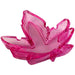 Stack of translucent pink potleaf-shaped ashtrays made of acrylic material on a white background.