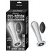 Silver metal anal bulb with remote control and black packaging for Ass-sation remote vibrating metal anal bulb.