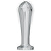 Silver metal anal bulb plug with a smooth, tapered shape and wide base for comfortable use.