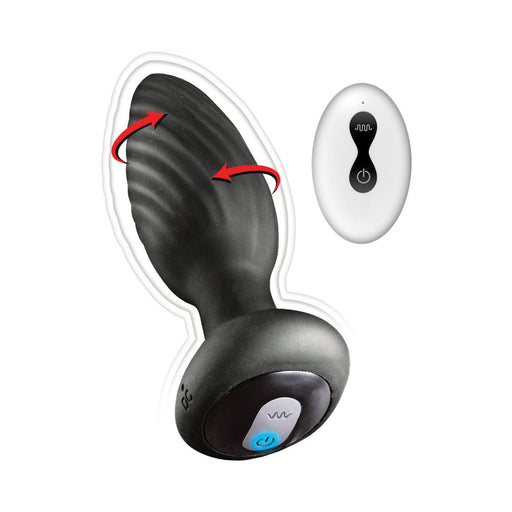 ASS - SATION REMOTE VIBRATING & ROTATING ANAL PLUG BLACK - SexToy.com
