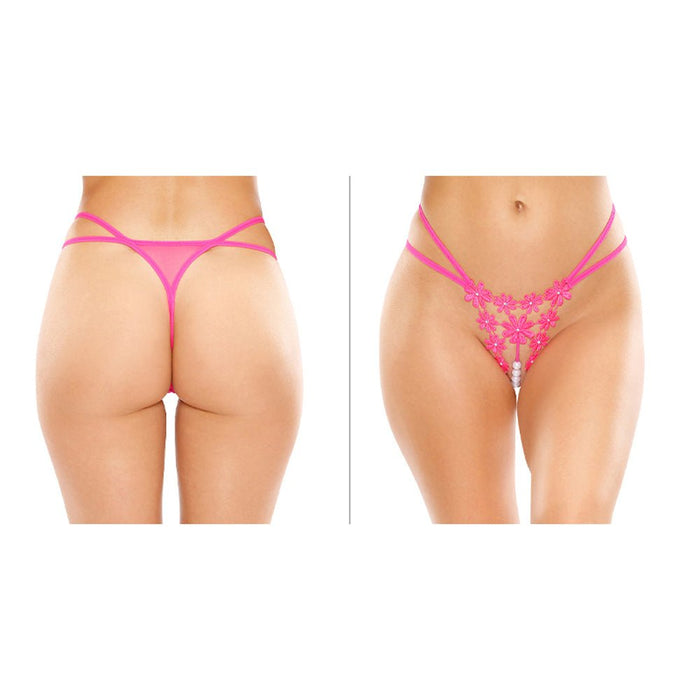 Aster Y Flower Pearl Thong Royal S/M - SexToy.com