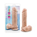 Realistic 9.5 inch flesh-toned dildo with suction cup base and flexible spine, shown in packaging and standalone.