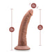 Realistic 7.5-inch brown dildo with 1.5-inch diameter and suction cup base, showing detailed texture and measurements.