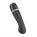 Sleek black curved personal massager with smooth silicone finish and silver accent ring.