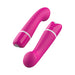 Pink curved personal massager with smooth silicone finish and sleek ergonomic design shown from two angles.