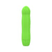 Bright green silicone personal massager with smooth curved design and bswish logo on white background.